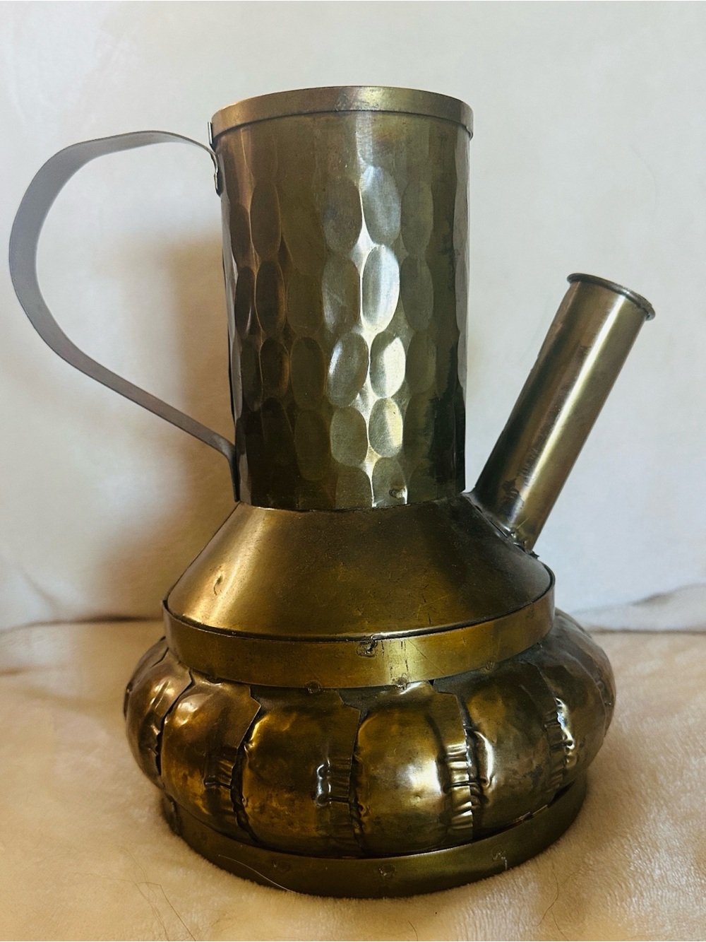 Hammered Brass Decorative Pitcher Vase - Antique-Style Home Accent